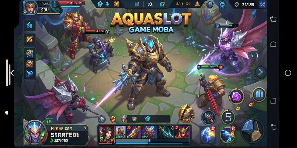 Screenshot menampilkan gameplay seru dari AQUASLOT di arena MOBA.