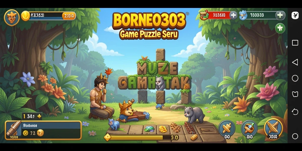 Tampilan gameplay seru dalam game puzzle BORNEO303.