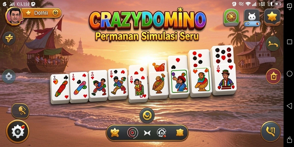 Screenshot dari gameplay <strong>CRAZYDOMINO</strong> menunjukkan interaksi seru antar pemain.