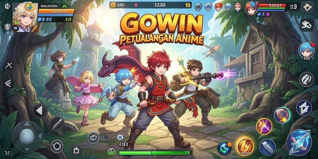 Tampilan layar gameplay GOWIN yang epik dan penuh aksi.