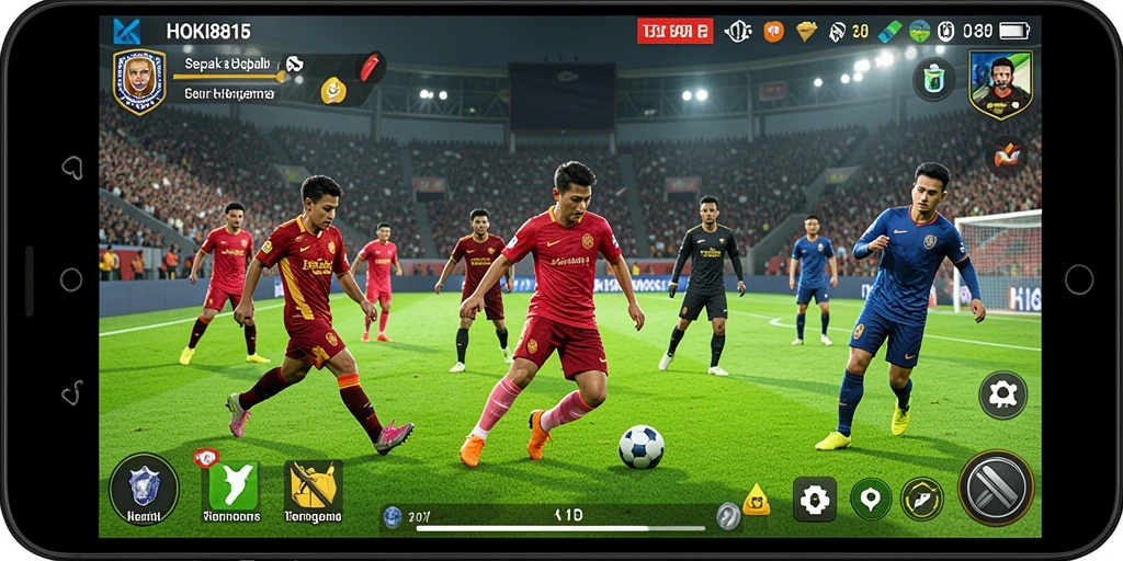 Tampilan gameplay HOKI8815 yang mendebarkan saat pertandingan sepak bola.