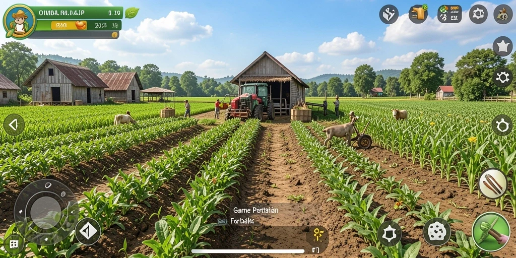 Gameplay IMBAJP menampilkan aktivitas bertani yang seru dan berwarna.