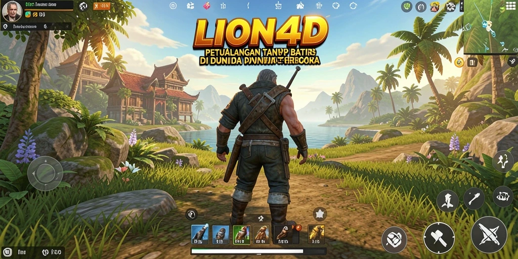 Tangkapan layar utama LION4D menunjukkan gameplay yang luas dan mendebarkan.