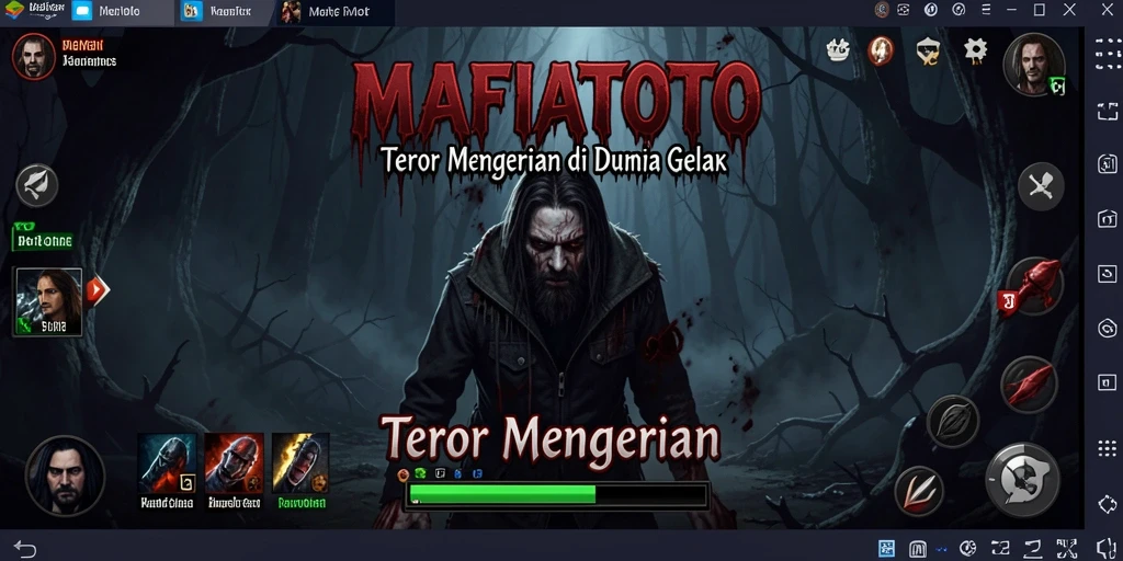 Tangkapan layar MAFIATOTO menunjukkan suasana menyeramkan dan gameplay yang mencekam.