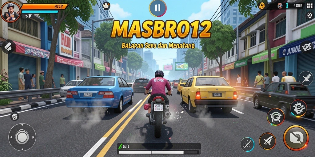 Gameplay balapan yang intens dan mendebarkan.