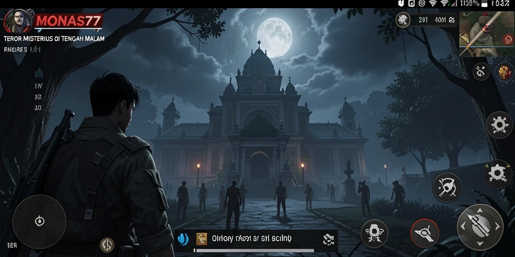 Tangkapan layar gameplay <strong>MONAS77</strong> menunjukkan suasana mencekam dan menegangkan.