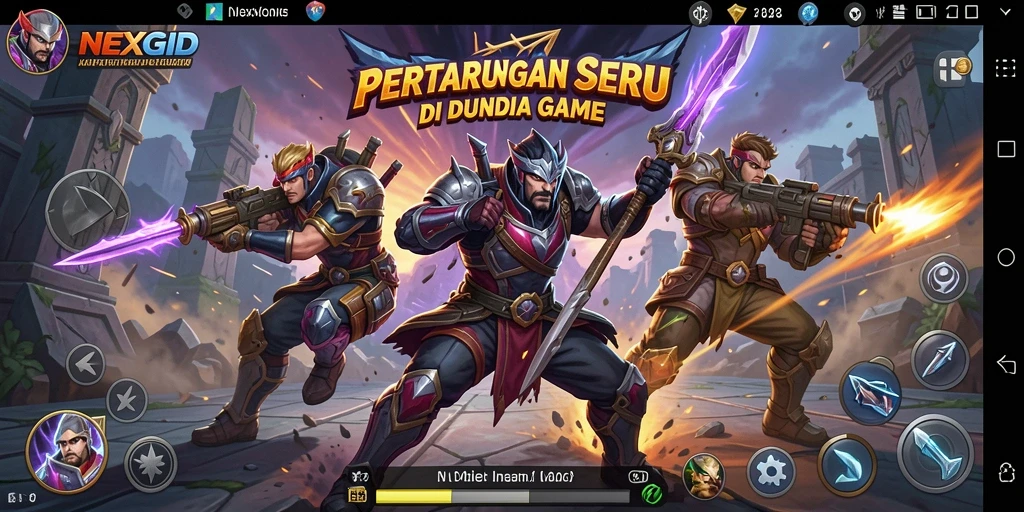 Screenshot gameplay NEXGID menampilkan aksi pertarungan yang intens.