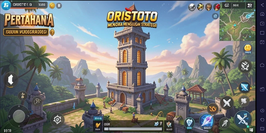 Tangkapan layar ORISTOTO menampilkan intensitas pertempuran dalam Tower Defense.