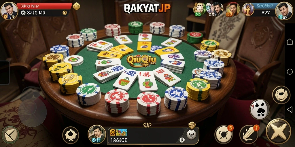 Tampilan screenshot permainan RAKYATJP dengan suasana QiuQiu yang seru.