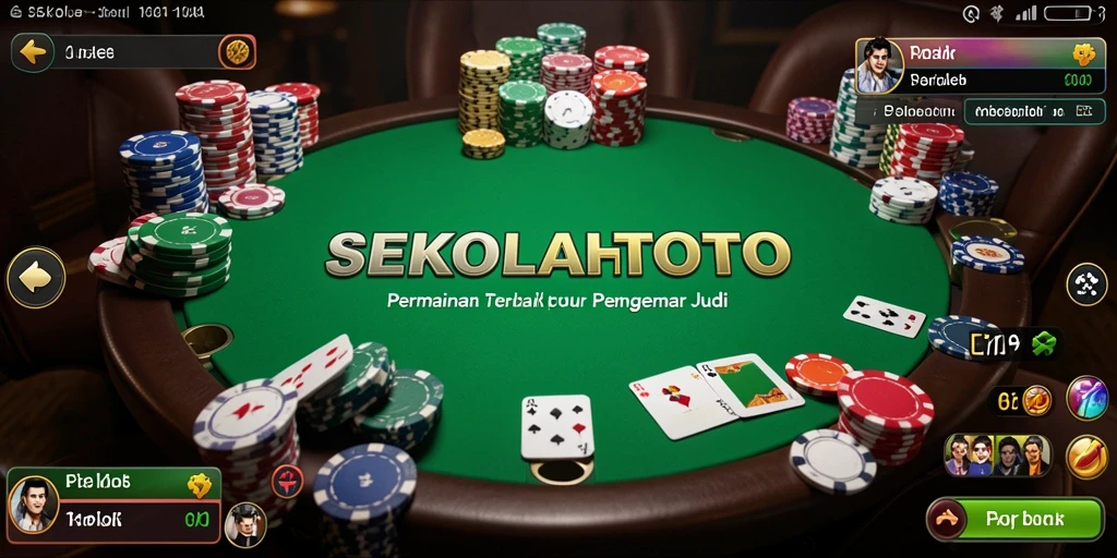 Tampilan gameplay menarik dalam SEKOLAHTOTO dengan aksi poker yang seru.