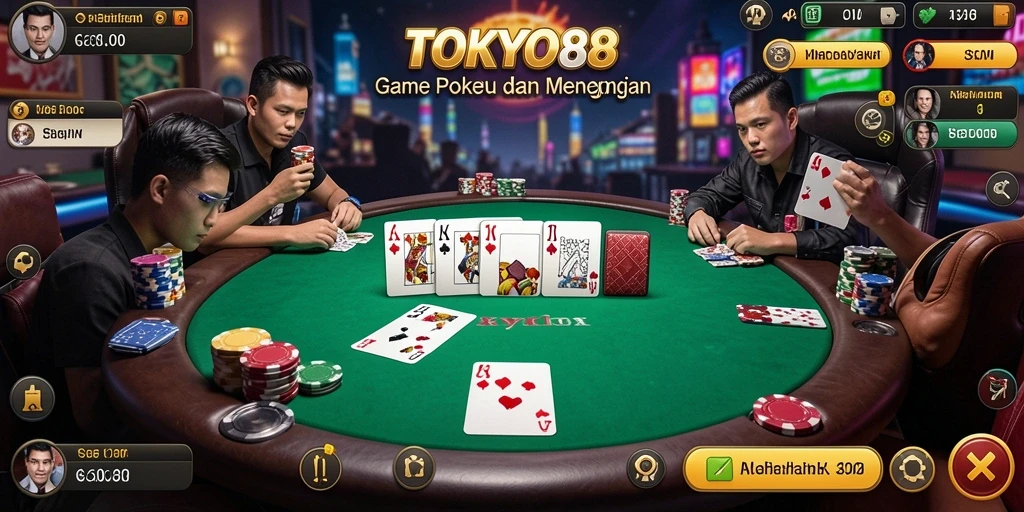 Tampilan menarik dari gameplay poker di TOKYO88.